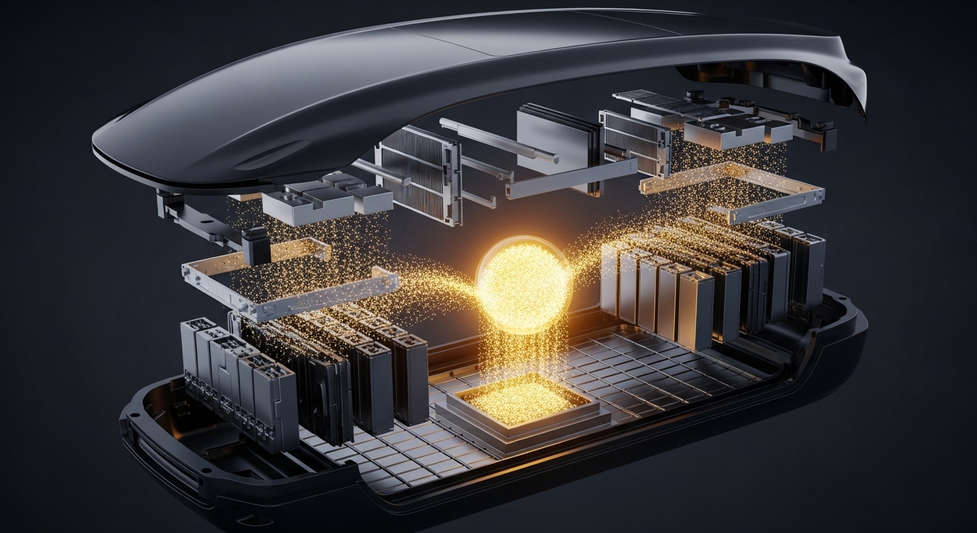 Illustration of critical minerals being recovered from a battery