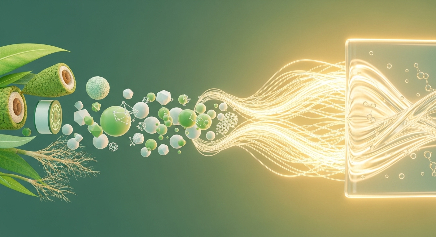Abstract representation of bio-based materials being formed