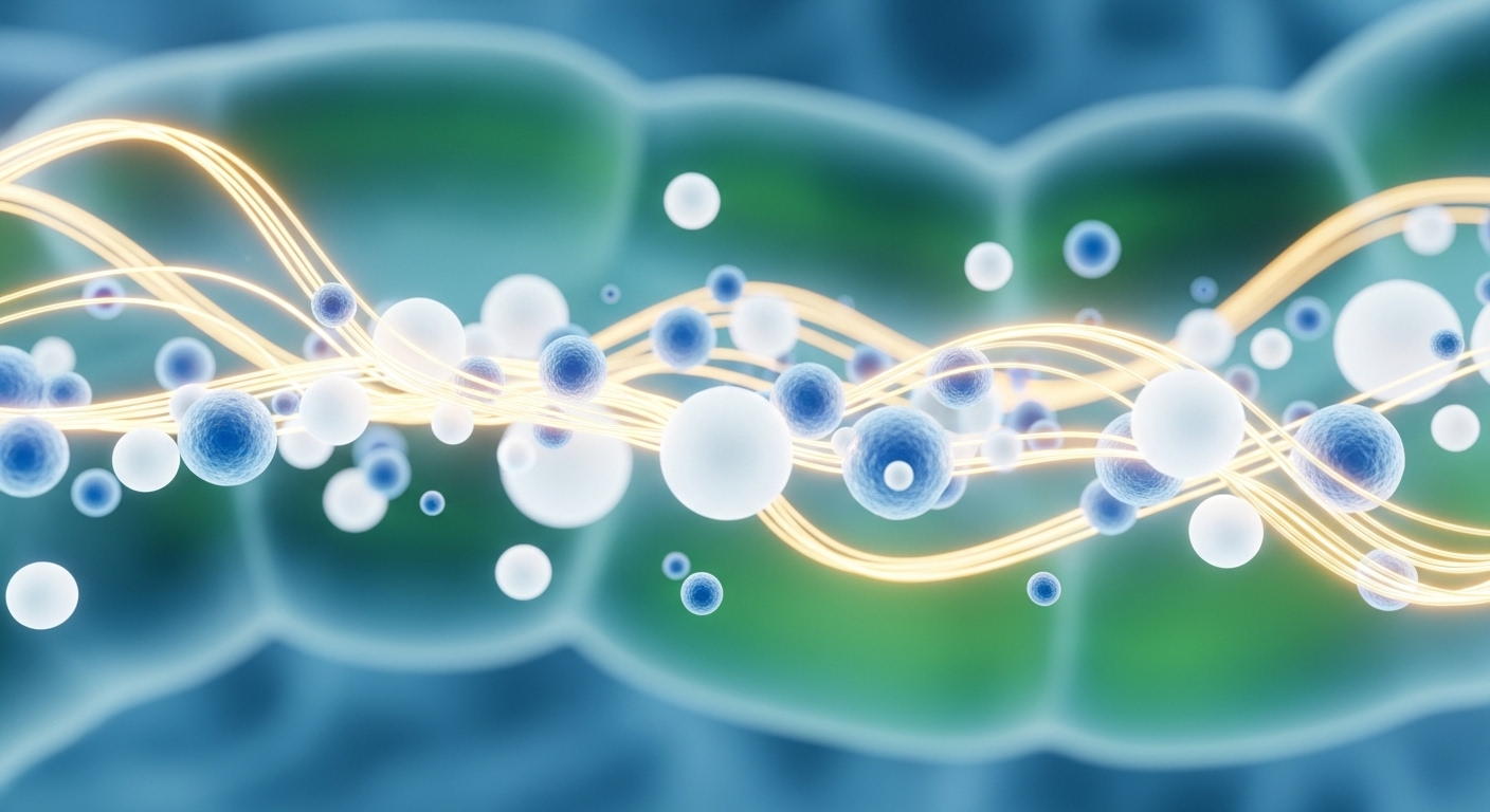 Abstract visualization of a healthy gut microbiome