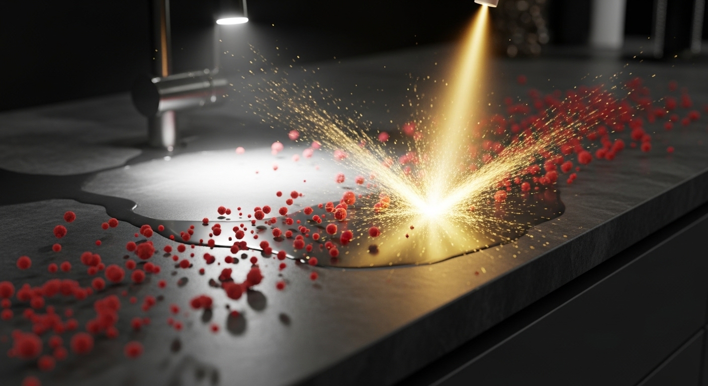 Light-activated disinfection on a household surface