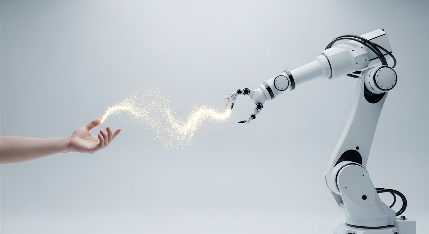 An AI robot arm learning a task by demonstration