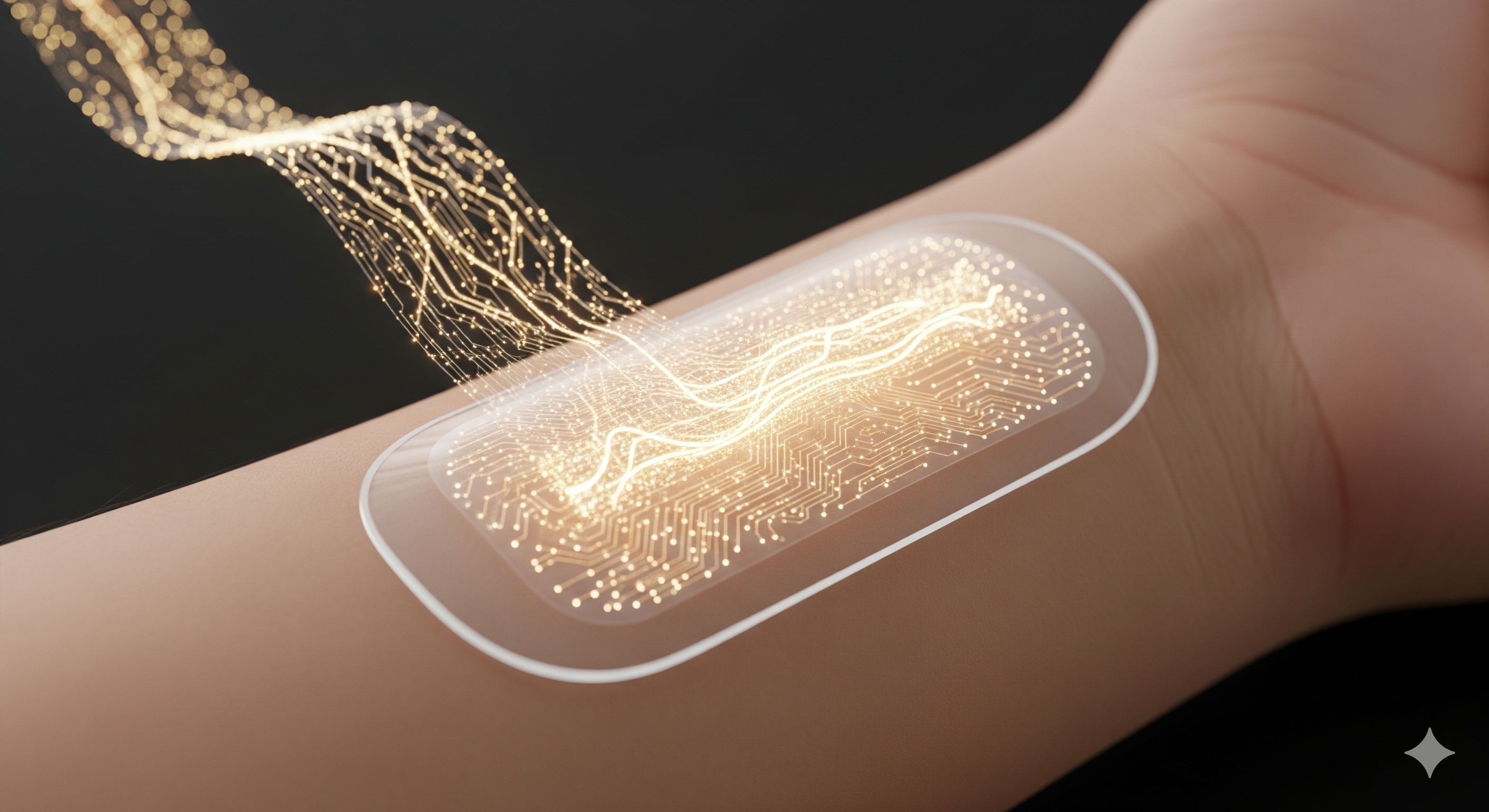 A wearable health monitor on an arm streaming data