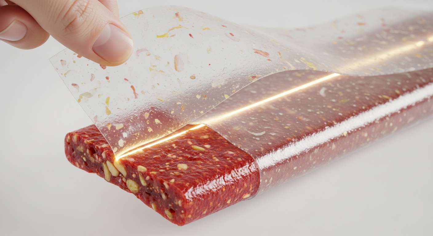 A food bar with an edible film wrapper